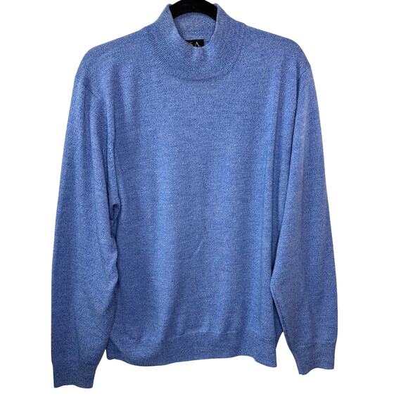 VINTAGE Jos. A. Bank Wool Sweater Size M Mock Turtleneck Blue Capsule Minimalist - Picture 1 of 7